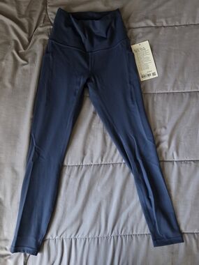 NWT Lululemon Wunder Train HR Tight 25" Pockets - Blue Twill (4)